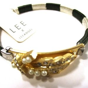 Lee by Lee Angel Metallic Pearlized Crystal Leaf